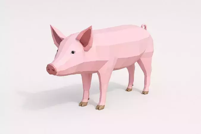 Pig Cerdo modelo 3D low poly rigged