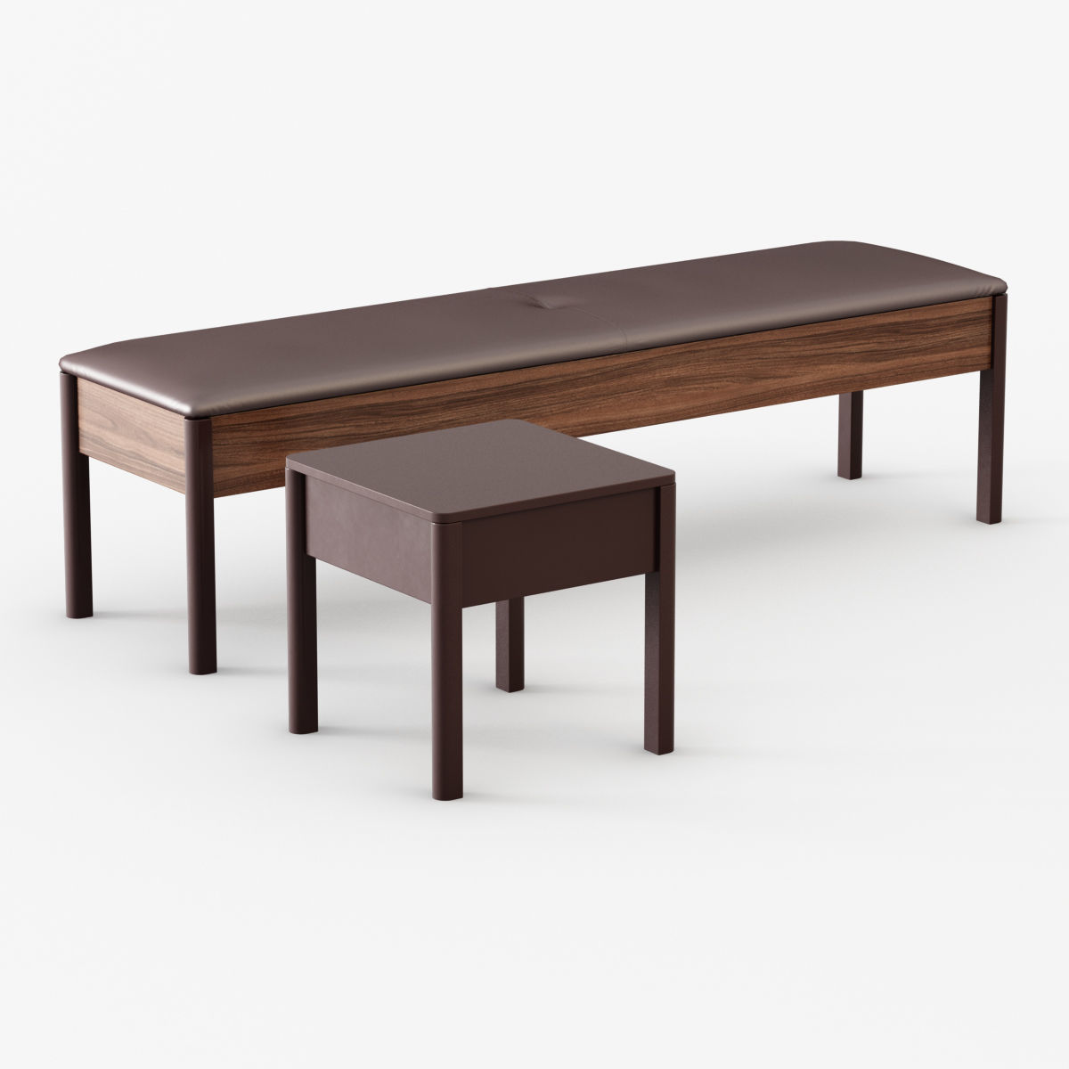 Bato bench and Bedside table 3D model_1
