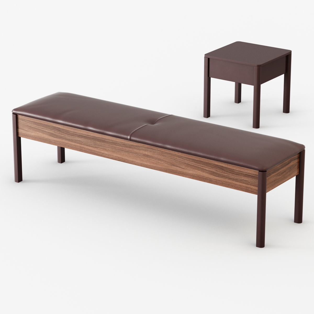 Bato bench and Bedside table 3D model_2