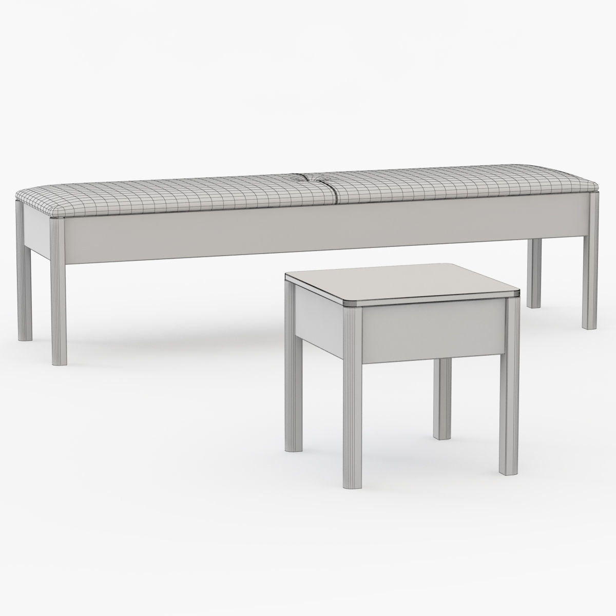 Bato bench and Bedside table 3D model_3