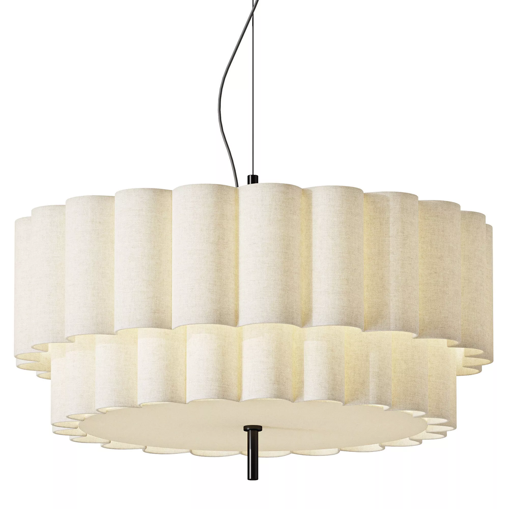Stewart Modern Scalloped Linen Pendant Light 3D model