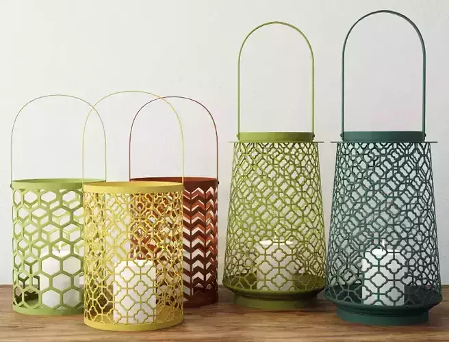 Geometric Lantern Set 3D model