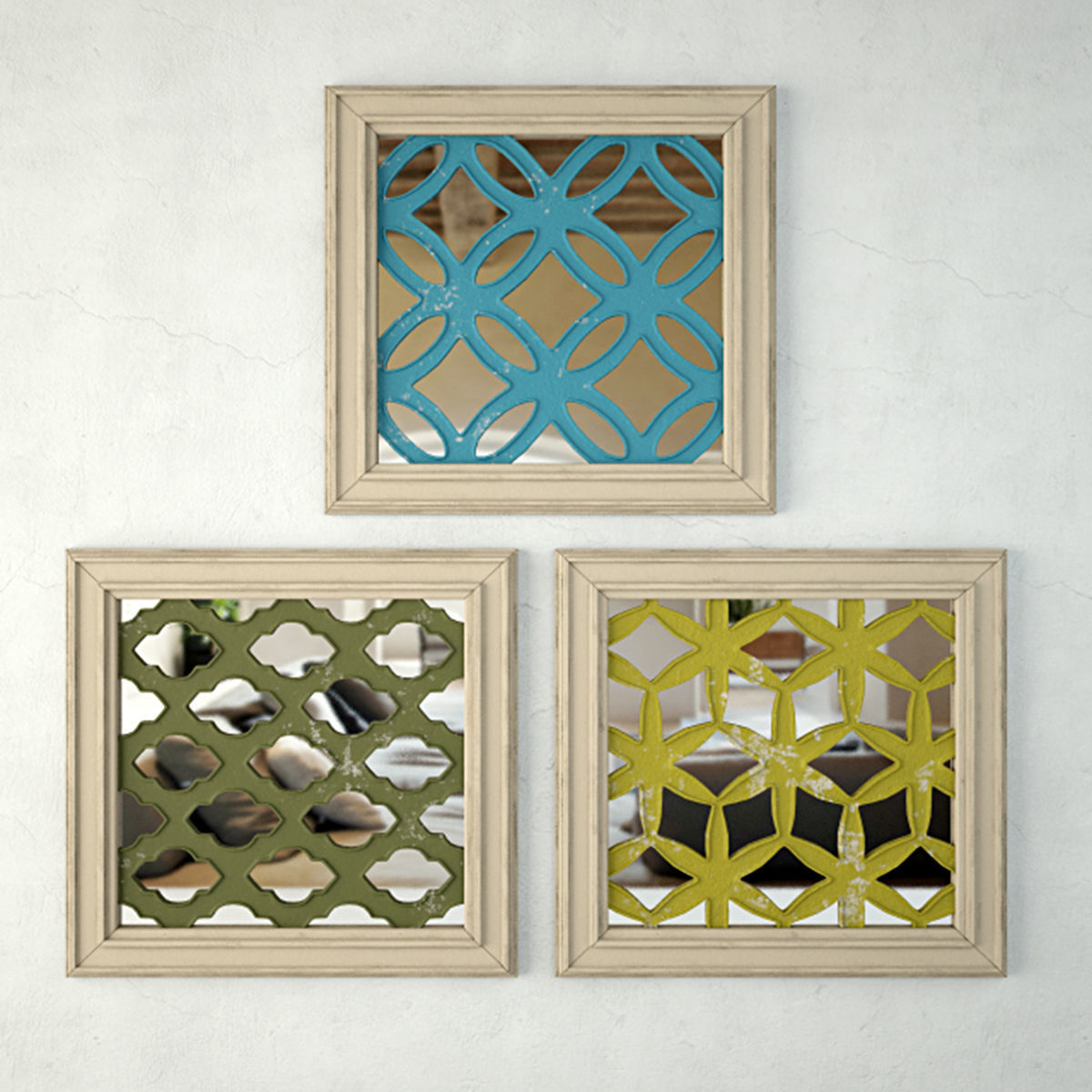 Lattice Square Wood Panel Wall Art 3D model_1