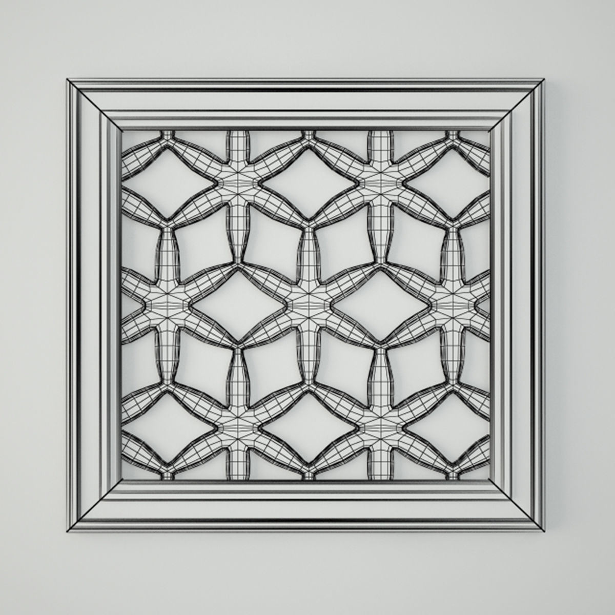 Lattice Square Wood Panel Wall Art 3D model_4