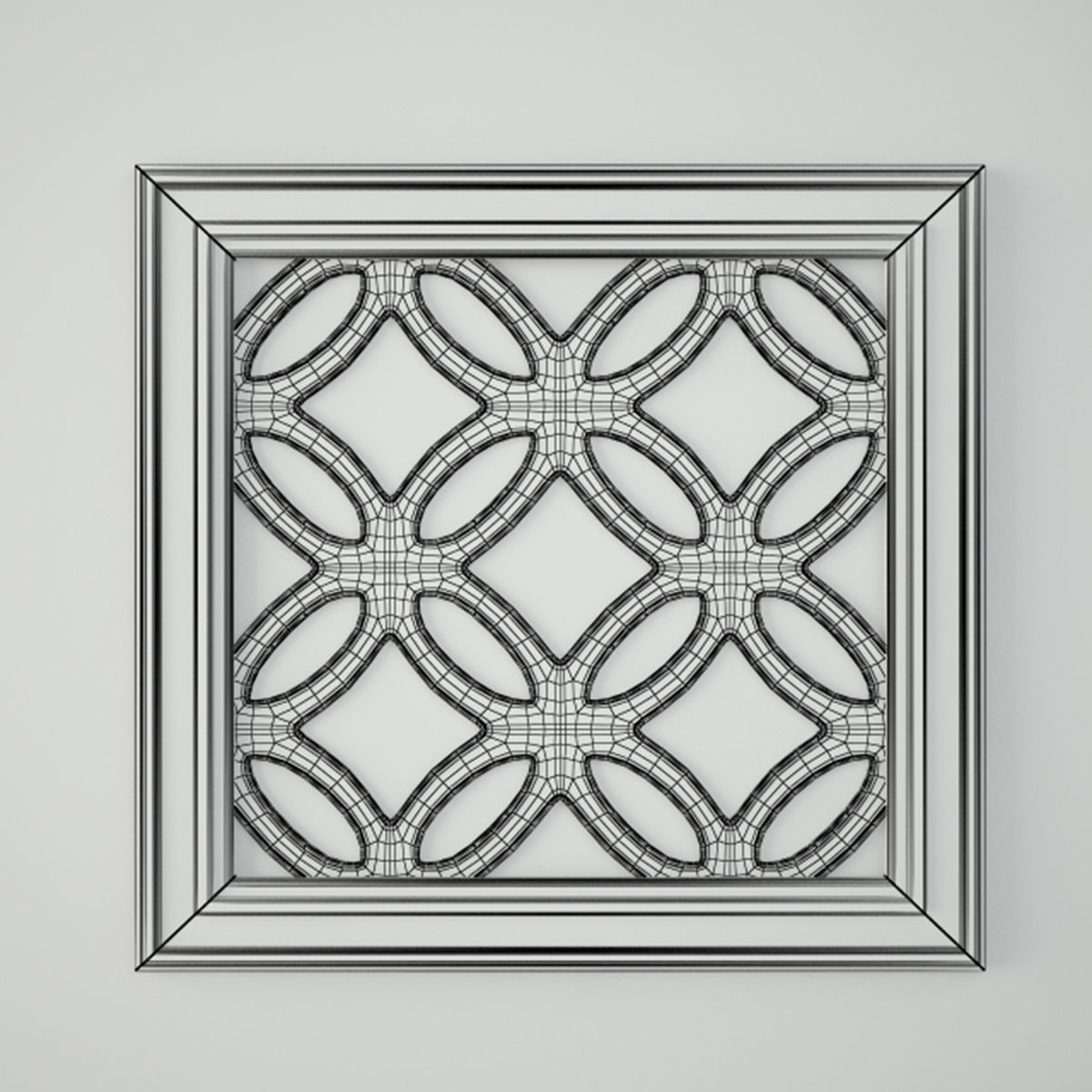 Lattice Square Wood Panel Wall Art 3D model_3