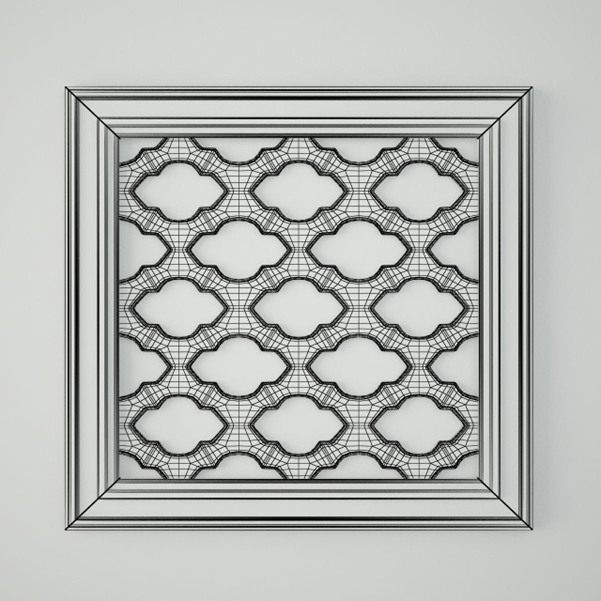 Lattice Square Wood Panel Wall Art 3D model_5