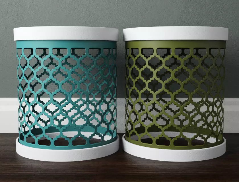 Perforated Metal Drum Tables 3D model_0