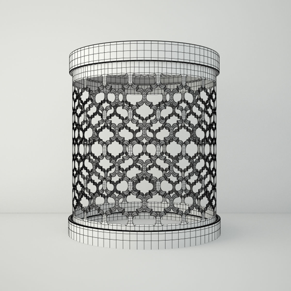Perforated Metal Drum Tables 3D model_4