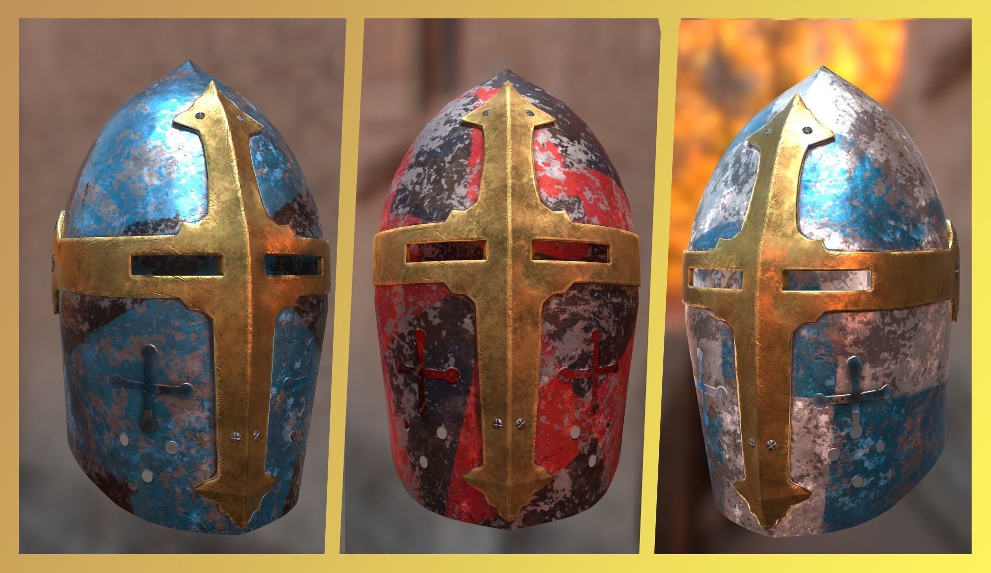 Helms pack Low-poly 3D model_4