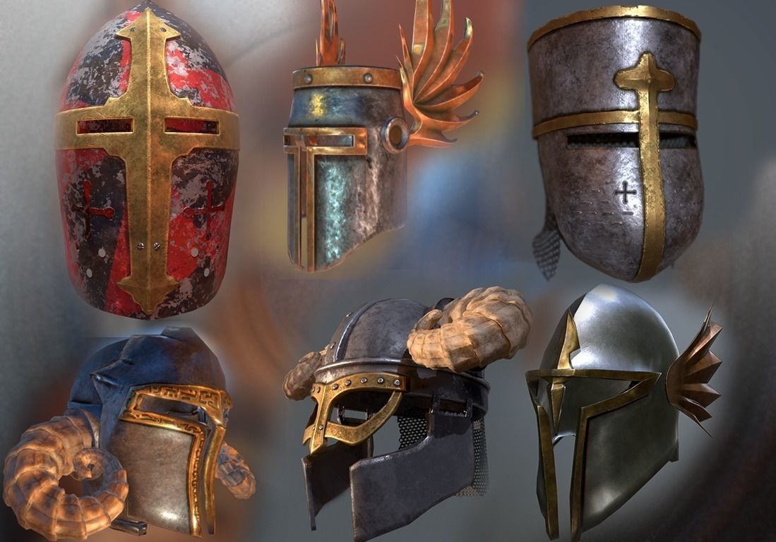 Helms pack Low-poly 3D model_0