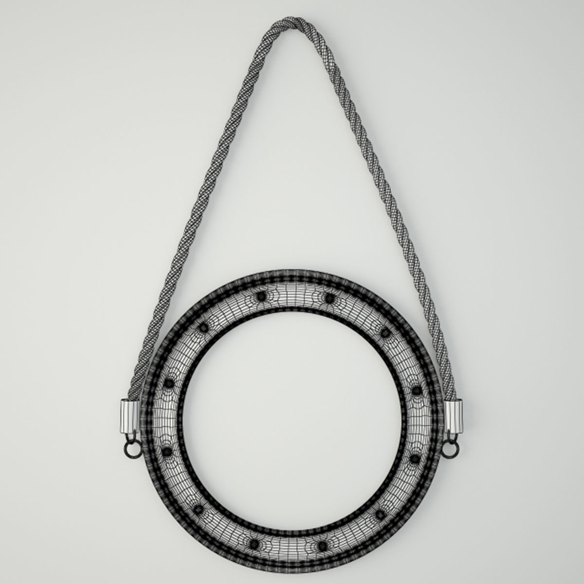 Round Blue Metal Mirror by ZARA HOME 3D model_4