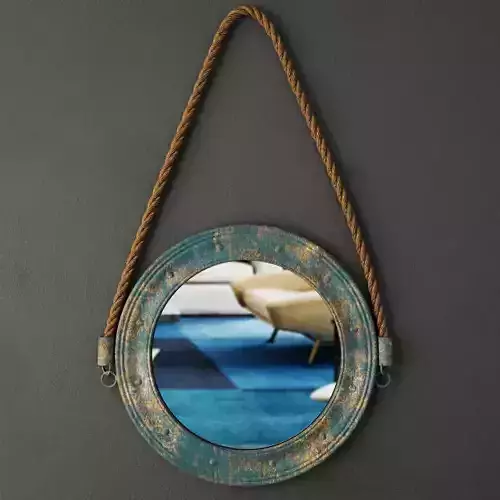 Round Blue Metal Mirror by ZARA HOME