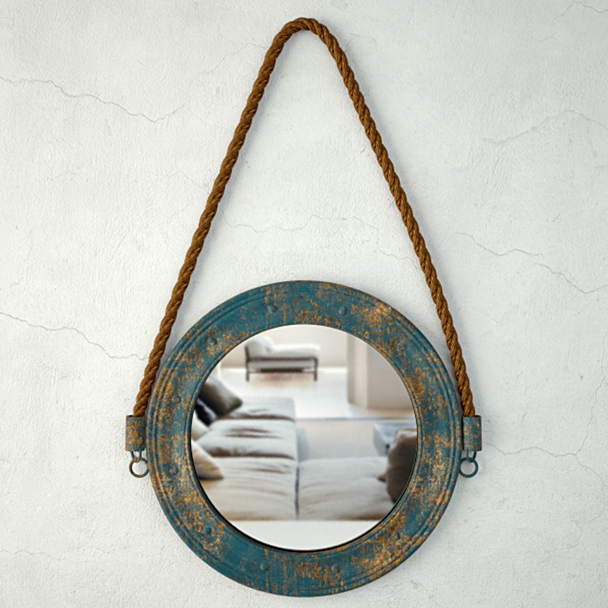 Round Blue Metal Mirror by ZARA HOME 3D model_3