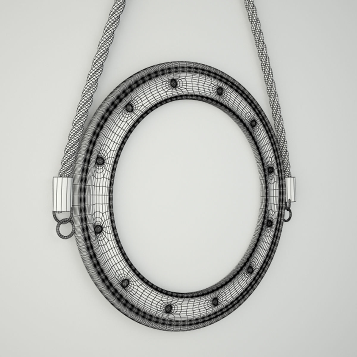 Round Blue Metal Mirror by ZARA HOME 3D model_2