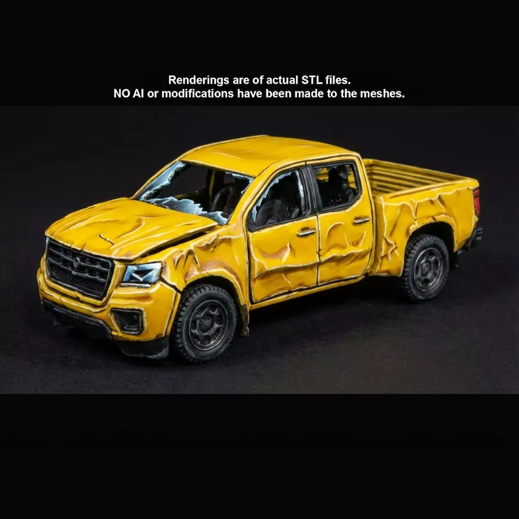1-87 HO crashed modern vehicle Printable STL 3D print model