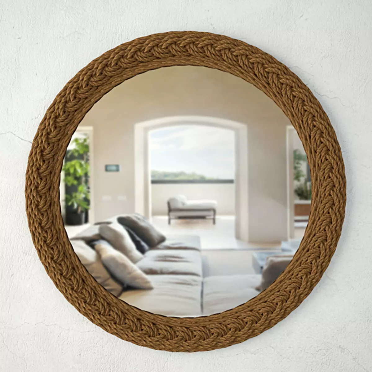 Braided Jute Accent Mirror 3D model_0