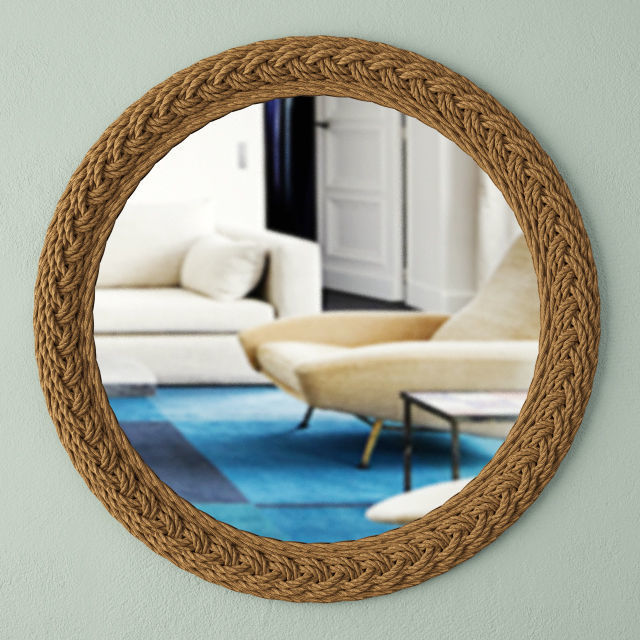 Braided Jute Accent Mirror 3D model_4
