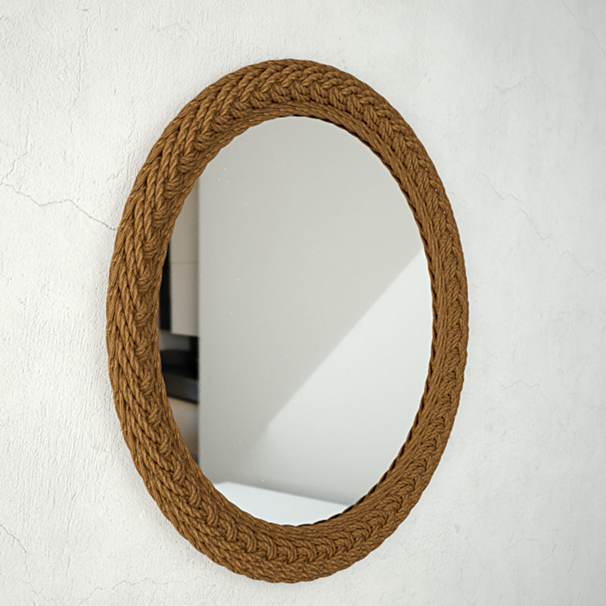 Braided Jute Accent Mirror 3D model_2