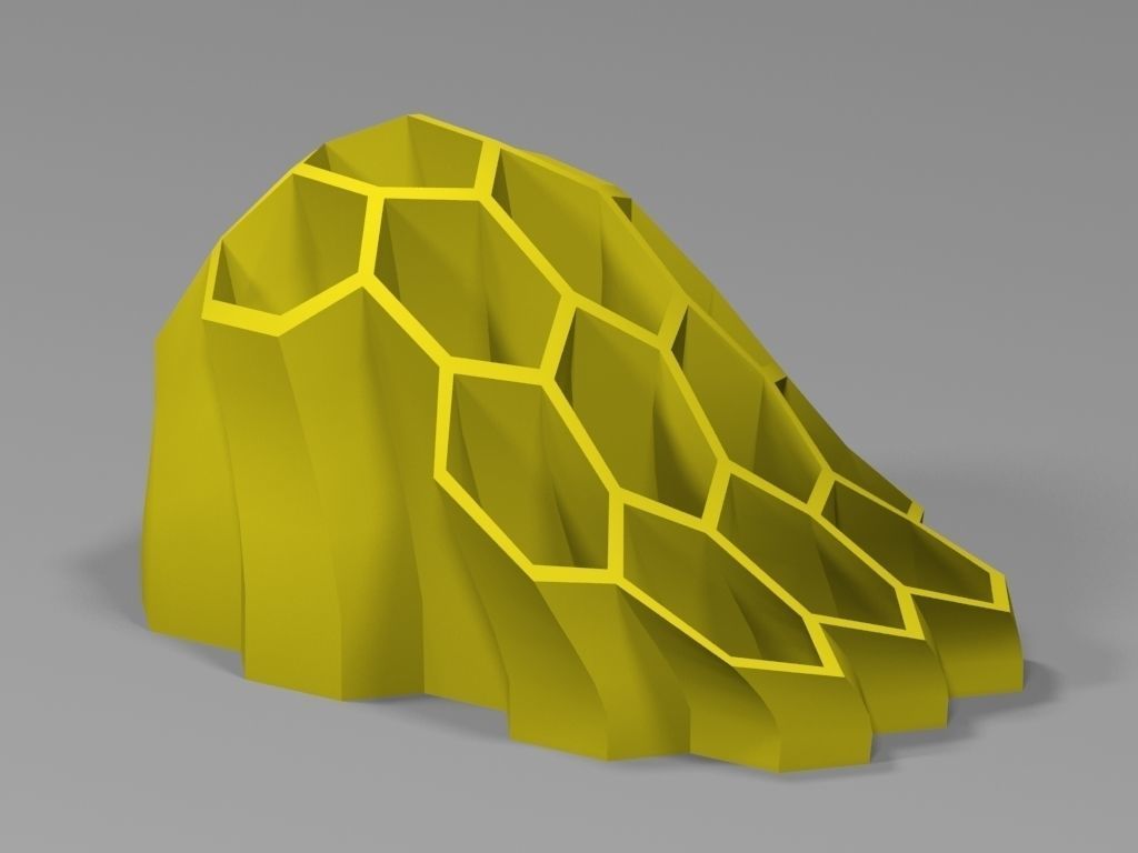 Hexagon Decor Organic Pen Holder art 3D print model_10