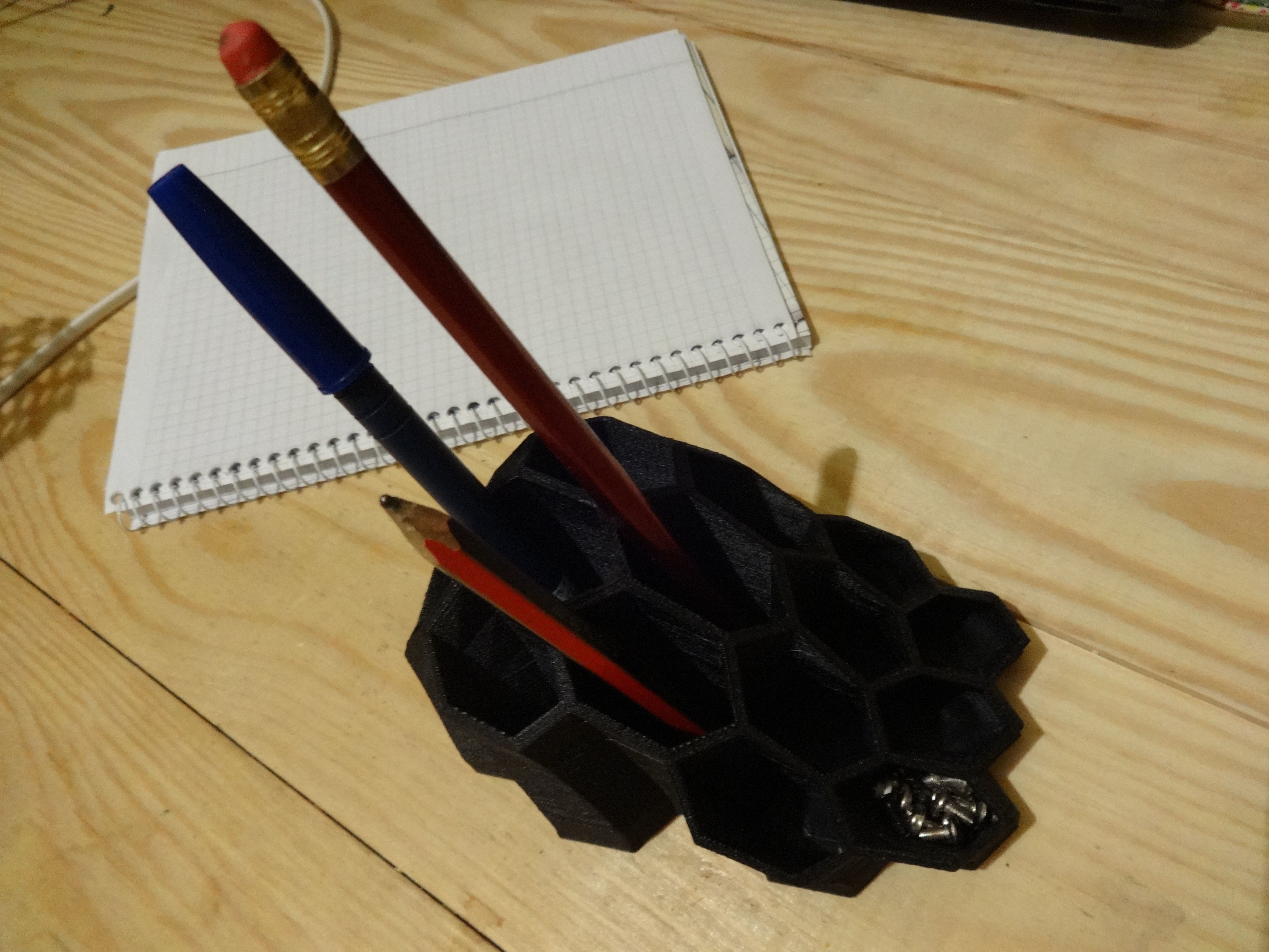 Hexagon Decor Organic Pen Holder art 3D print model_14