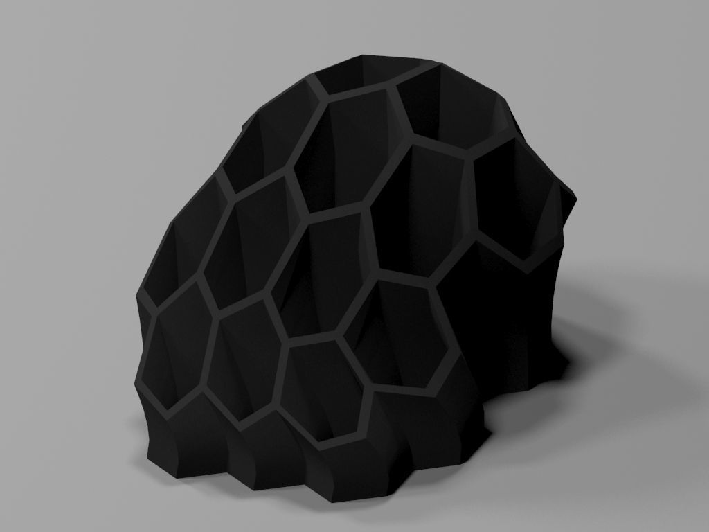 Hexagon Decor Organic Pen Holder art 3D print model_1