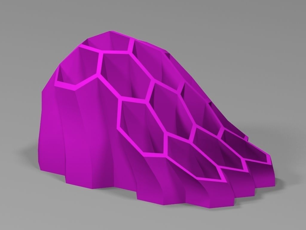 Hexagon Decor Organic Pen Holder art 3D print model_12