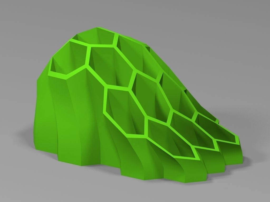 Hexagon Decor Organic Pen Holder art 3D print model_9