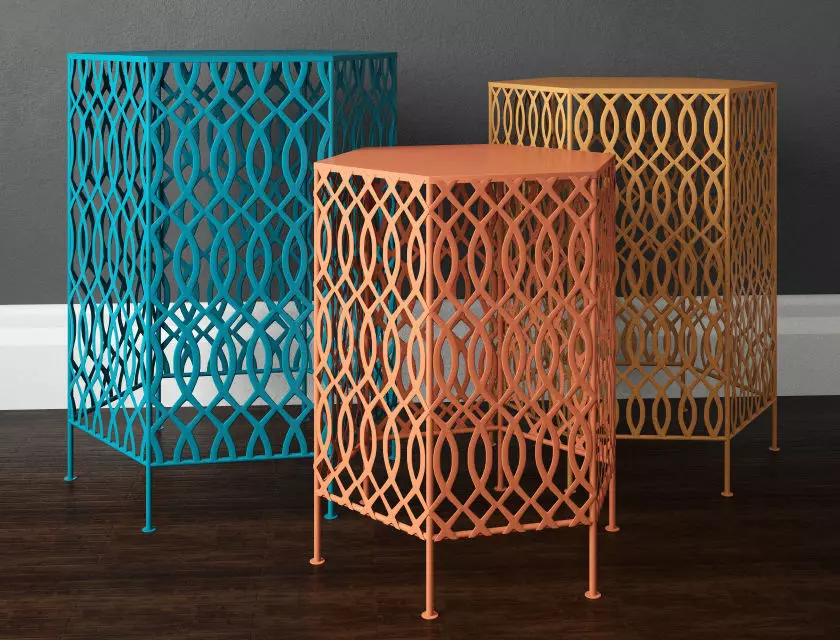 Hexagon Side Table Set 3D model_0