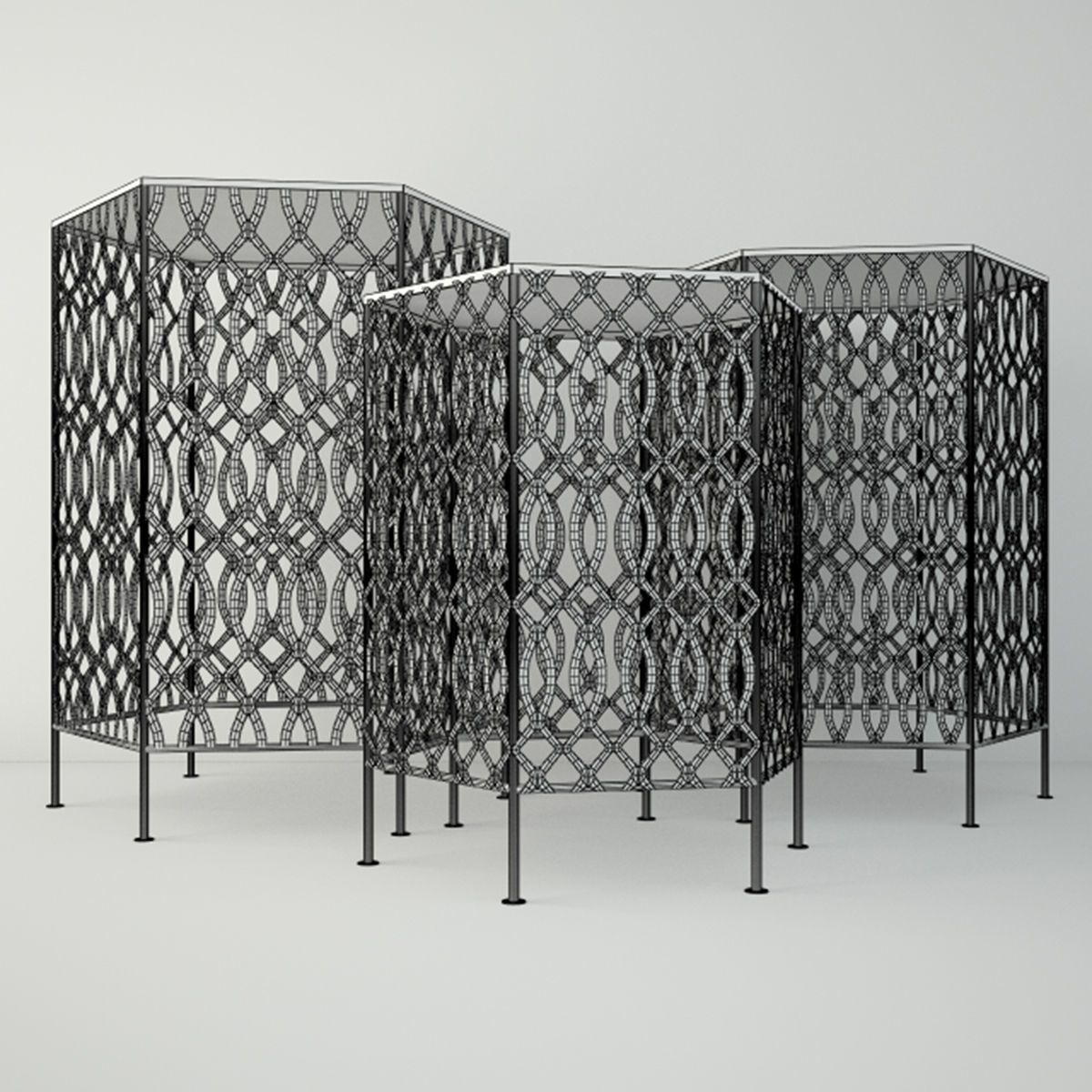Hexagon Side Table Set 3D model_2