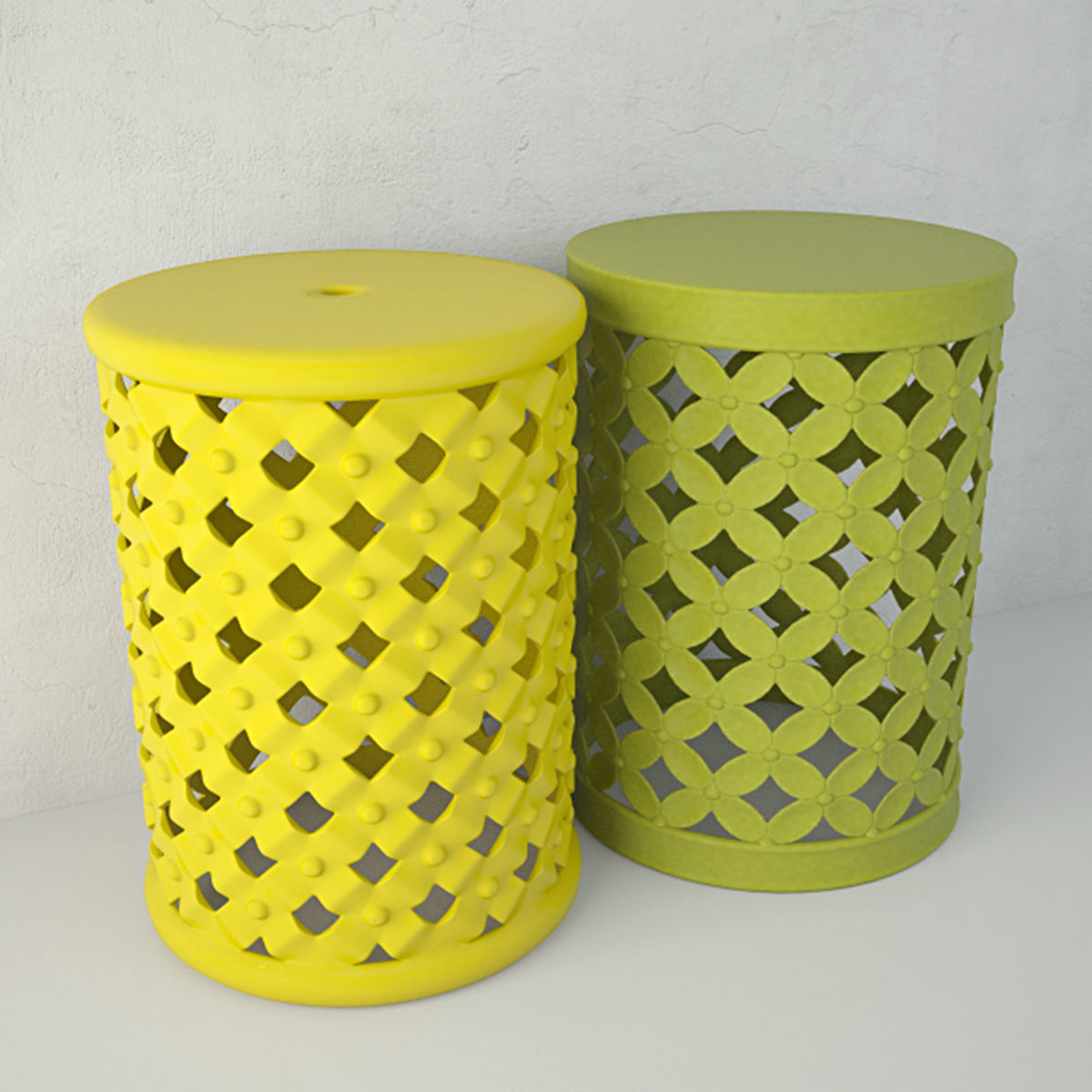 Lattice Garden Stools 3D model_3