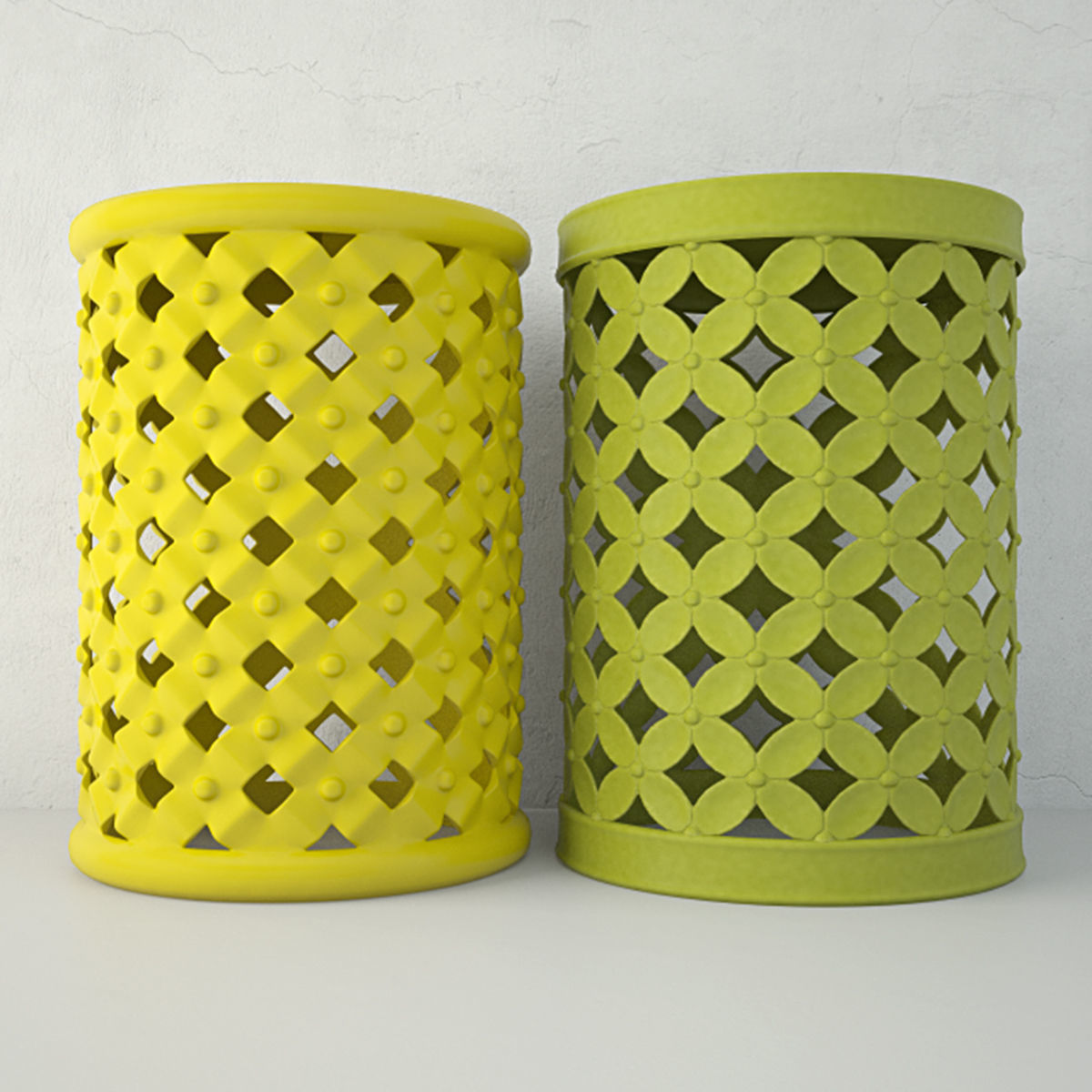 Lattice Garden Stools 3D model_1