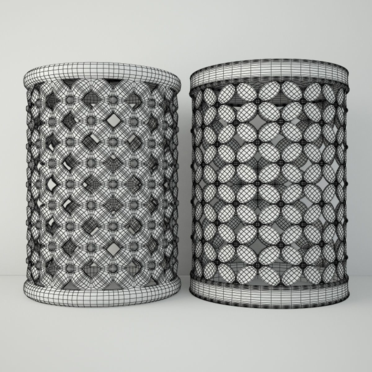 Lattice Garden Stools 3D model_2