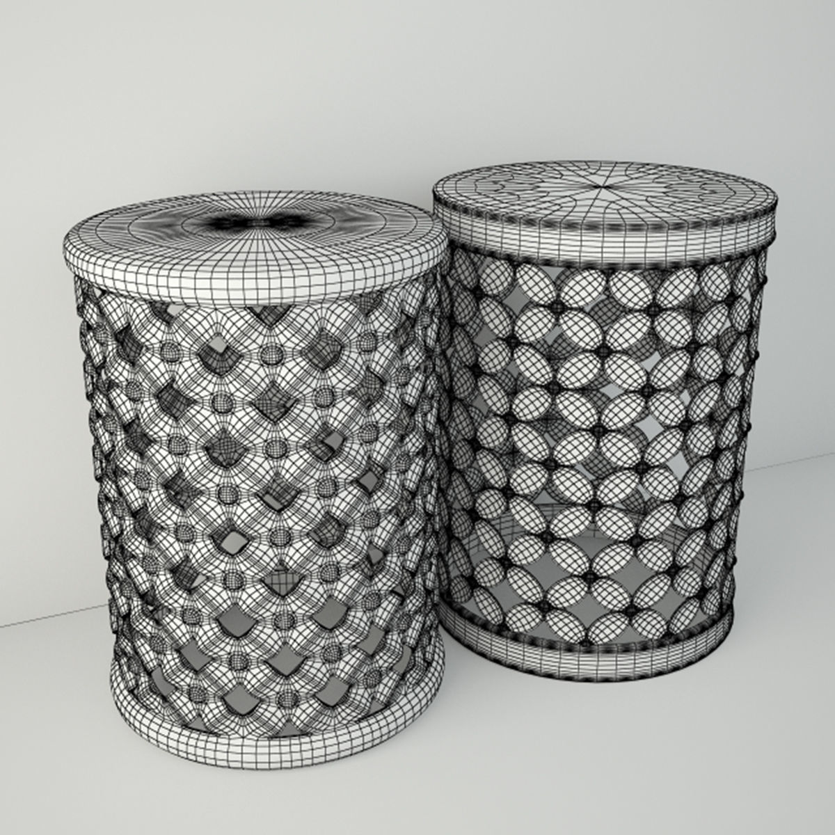 Lattice Garden Stools 3D model_4