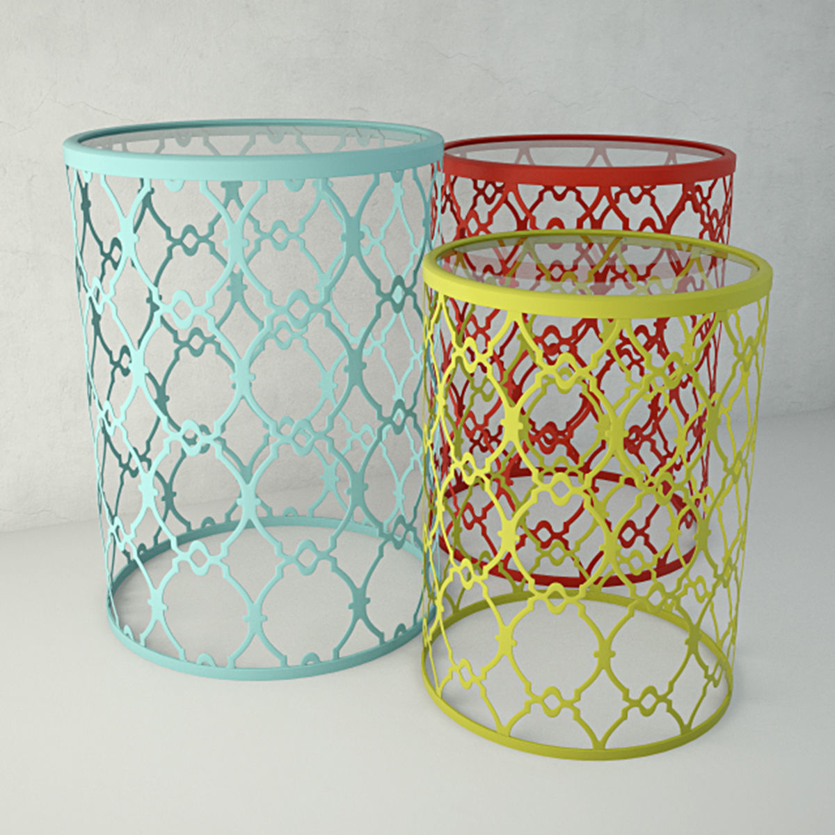 Metal Accent Table Set 3D model_1