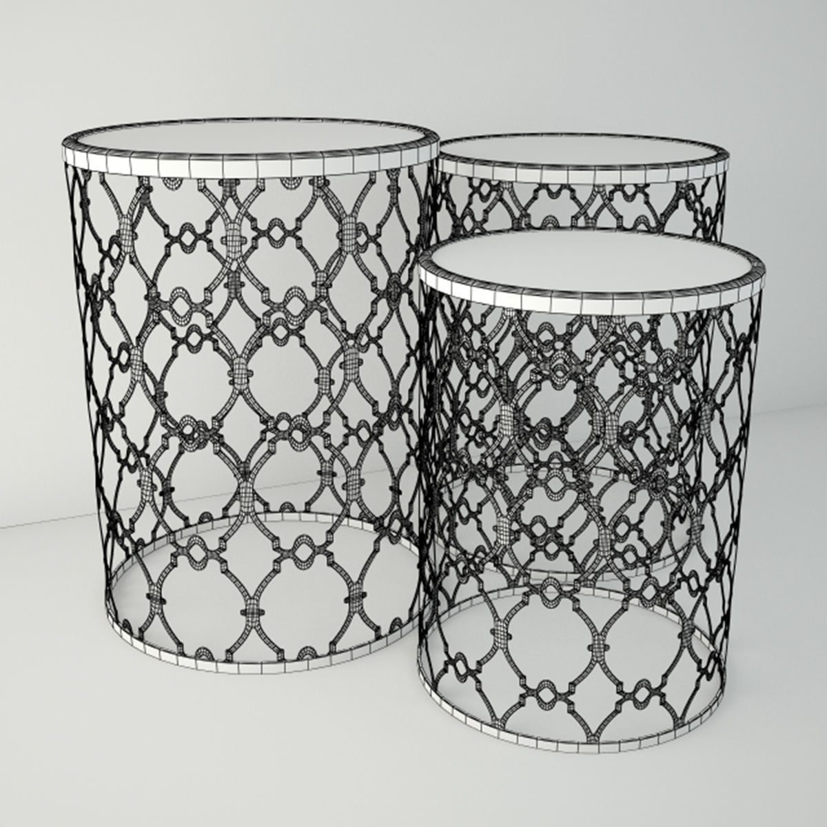 Metal Accent Table Set 3D model_2