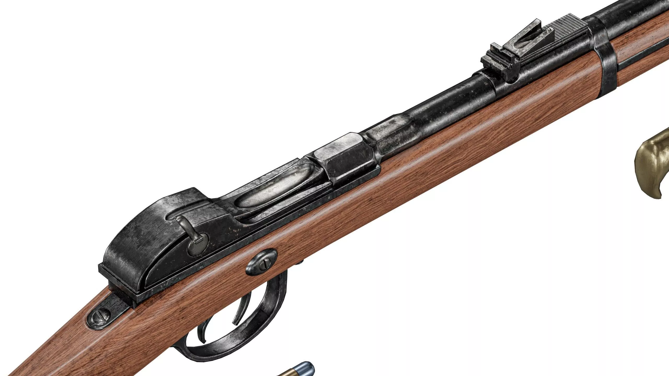 Bavarian M1869 Werder rifle with bayonet Low-poly 3D model