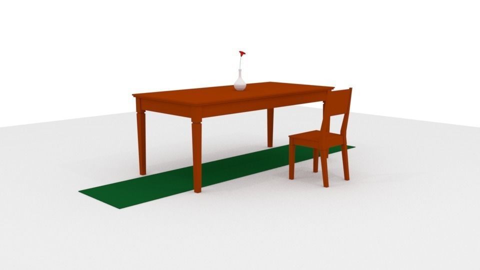 desk - animation room 3D model_0