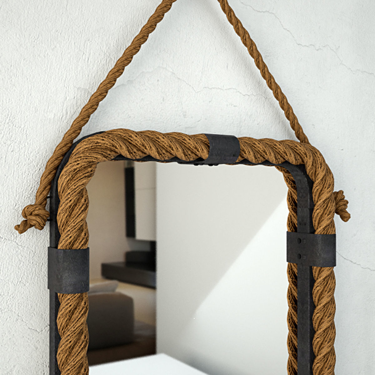 Rope Frame Wall Mirror 3D model_4