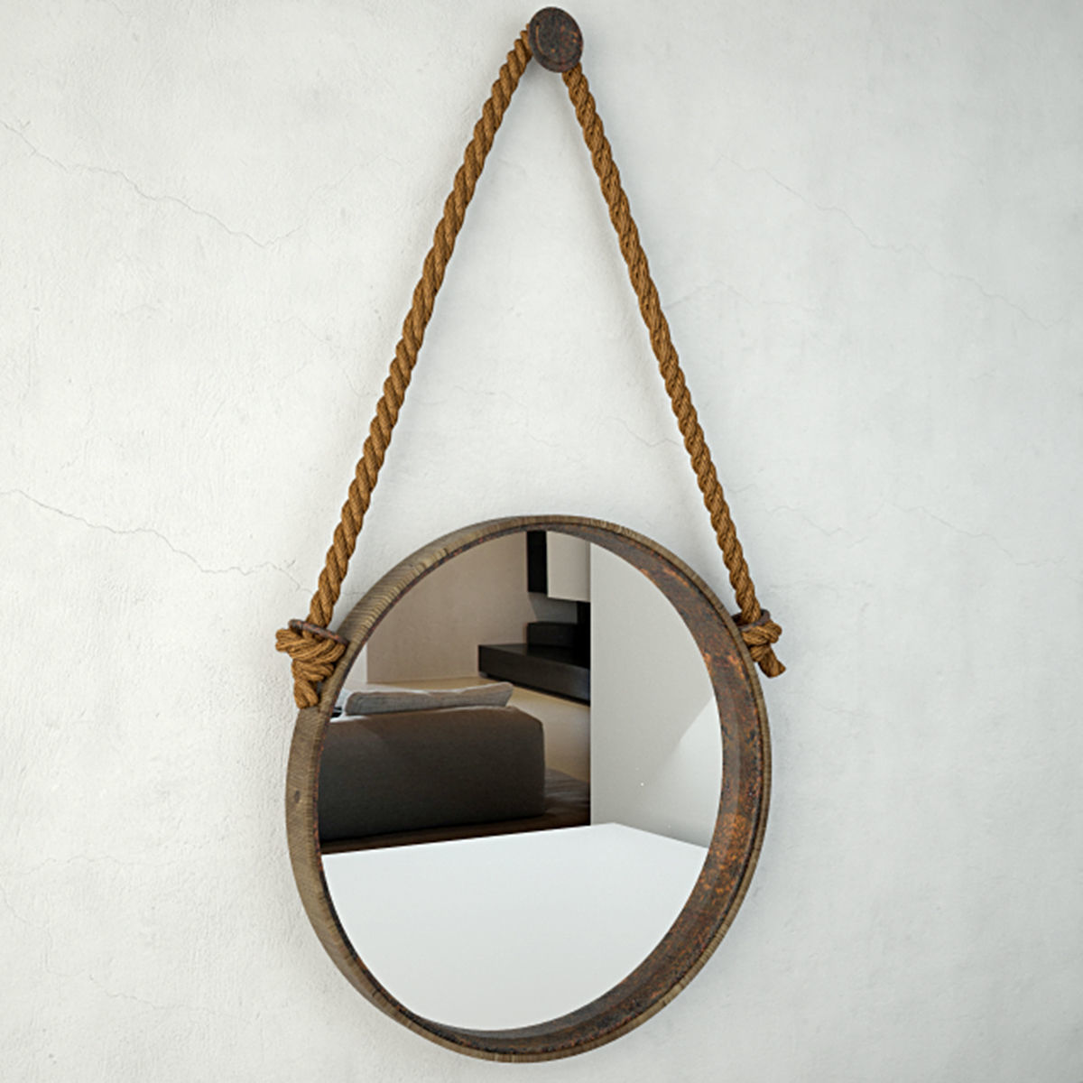 Round Rope Mirror 3D model_3