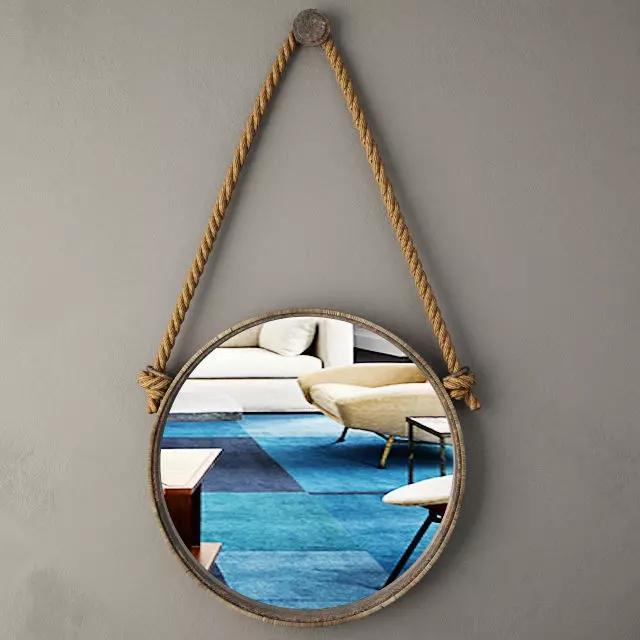 Round Rope Mirror 3D model_0