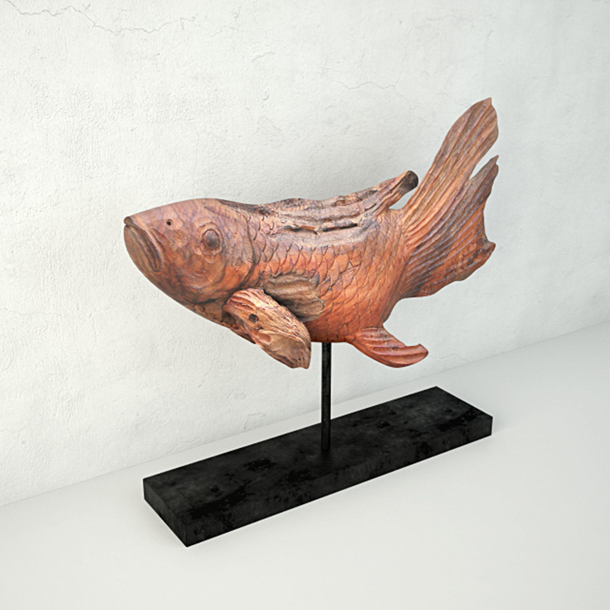 Swimming Koi Statue 3D model_3