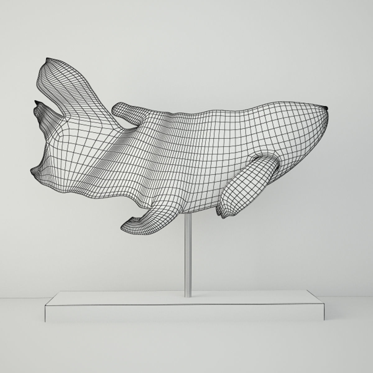 Swimming Koi Statue 3D model_2