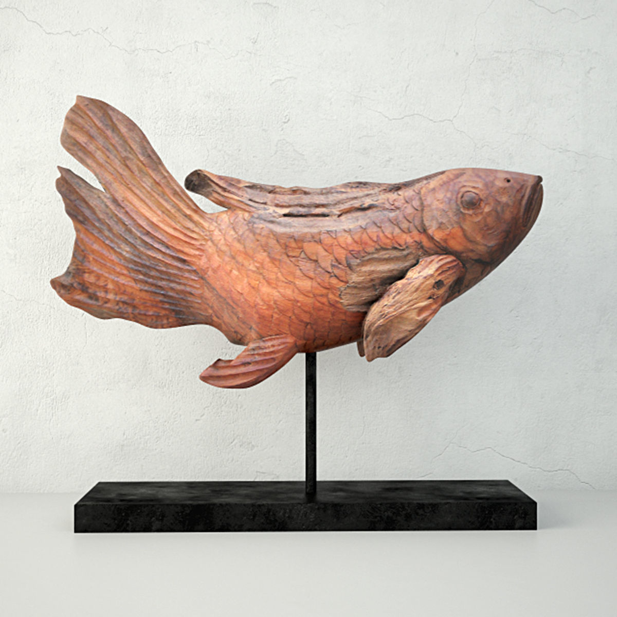 Swimming Koi Statue 3D model_1