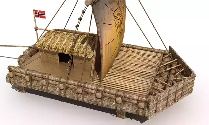 The Kon-Tiki Raft Low-poly 3D model