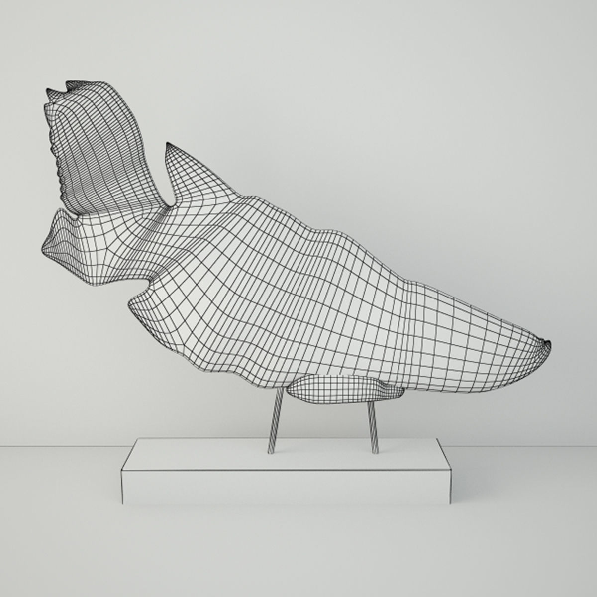Teak Wood Fish Sculpture 3D model_2