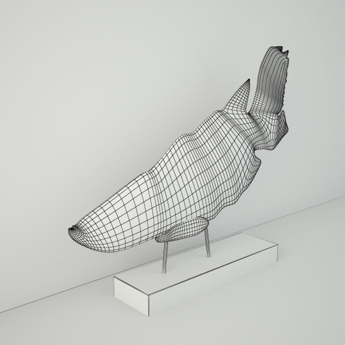 Teak Wood Fish Sculpture 3D model_4