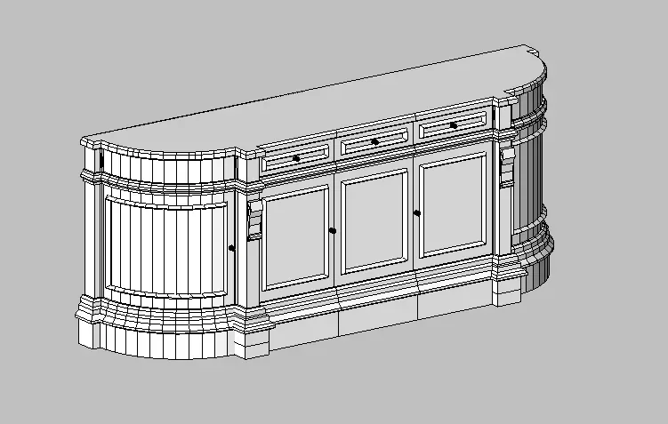 Classic style curved sideboard commode Revit model 3D model