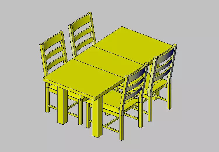 Modern dining table with four chairs Revit model 3D model