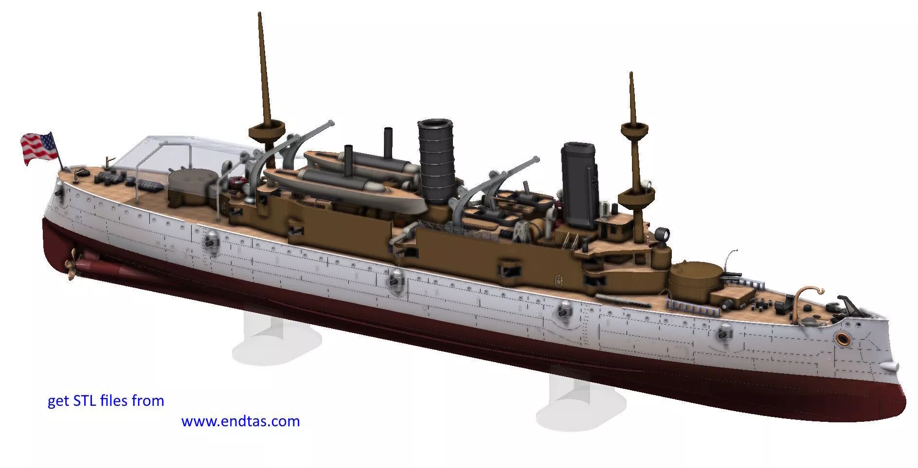 USS Olympia C6 1m RC READY 3D print model