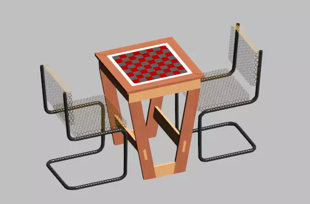 Chess table and modern chairs set Revit model 3D model